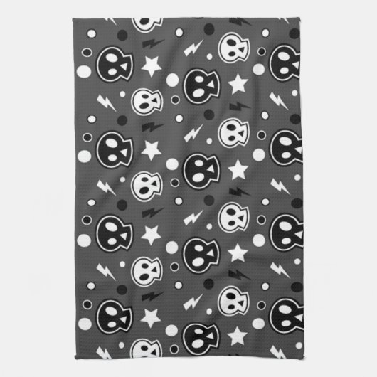 Funky Dark Skull Pattern Theedoek (Verticaal)