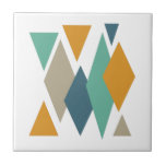 Funky Diamonds en Triangles Mid Century Modern Tegeltje<br><div class="desc">Voeg een pop kleur toe aan uw decor met deze funky diamanten en driehoekige keramische tegels. Het is voorzien van de heldere en vette kleuren turquoise,  blauw,  oranje en bruin.</div>