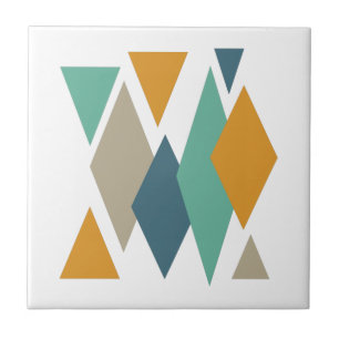 Funky Diamonds en Triangles Mid Century Modern Tegeltje