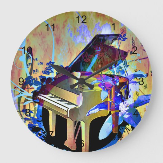 Funky Digitally Colored Piano Grote Klok (Voorkant)