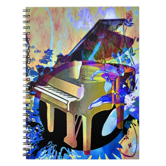 Funky Digitally Colored Piano Notitieboek (Voorkant)