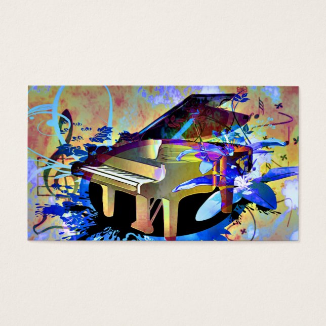 Funky Digitally Colored Piano Visitekaartjes (Voorkant)