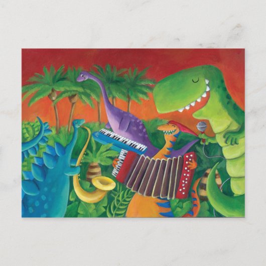 Funky Dinosaur Band Briefkaart (Voorkant)