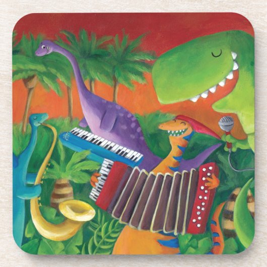 Funky Dinosaur Band Onderzetter (Voorkant)