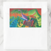 Funky Dinosaur Band Rechthoekige Sticker (Tas)