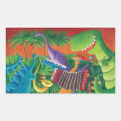 Funky Dinosaur Band Rechthoekige Sticker (Voorkant)