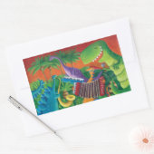 Funky Dinosaur Band Rechthoekige Sticker (Envelop)