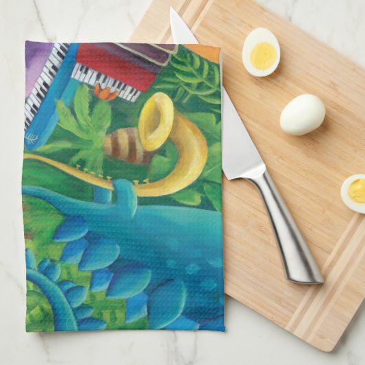 Funky Dinosaur Band Theedoek (Quarter Fold)