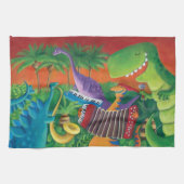 Funky Dinosaur Band Theedoek (Horizontaal)