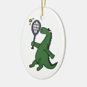 Funky Dinosaur Plays Tennis Cartoon Keramisch Ornament (Links)