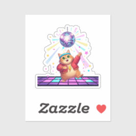 Funky Disco Ball Cat Retro 80s New Year's Party Sticker