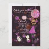 Funky Disco Chicken Girl Birthday Invitation Kaart (Voorkant)