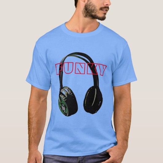 Funky Disco Headphone Music Entertainment Retro T-shirt (Voorkant)
