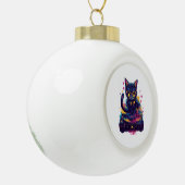 Funky DJ Cat – Retro Disco Kitty Feest Keramische Bal Ornament (Links)