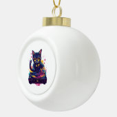 Funky DJ Cat – Retro Disco Kitty Feest Keramische Bal Ornament (Rechts)