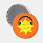 Funky DJ lachende zon sinaasappel magneet (Voorkant / Achterkant)