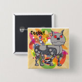 Funky DogBot Badge Vierkante Button 5,1 Cm (Voorkant /achterkant)