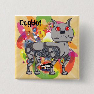 Funky DogBot Badge Vierkante Button 5,1 Cm