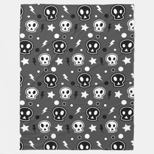 Funky donker schedelpatroon fleece deken (Voorkant)