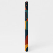 Funky donkere kleuren amorfe vormen kunstpatroon iPhone hoesje (Rechterkant)