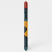 Funky donkere kleuren amorfe vormen kunstpatroon iPhone hoesje (Linkerkant)