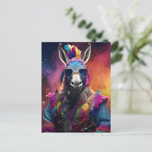 Funky Donkey Blue Glasses Briefkaart (Staand voorkant)