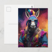 Funky Donkey Blue Glasses Briefkaart (Voorkant / Achterkant)