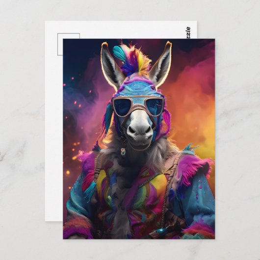 Funky Donkey Blue Glasses Briefkaart (Voorkant / Achterkant)