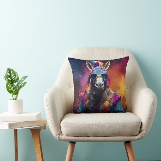Funky Donkey Blue Glasses Kussen (Stoel)