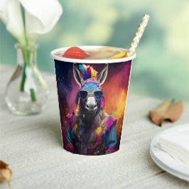 Funky Donkey Blue Glasses Papieren Bekers