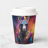 Funky Donkey Blue Glasses Papieren Bekers (Achterkant)