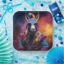 Funky Donkey Blue Glasses Papieren Bordje