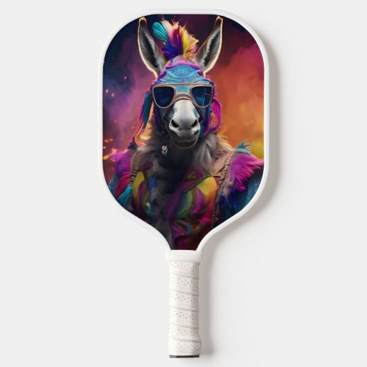 Funky Donkey Blue Glasses Pickleball Paddle (Voorkant)