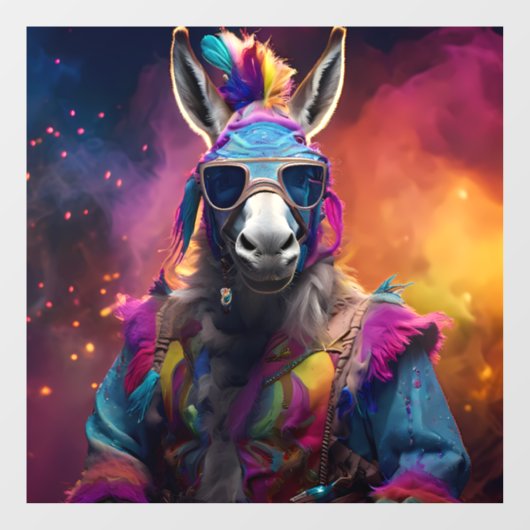 Funky Donkey Blue Glasses Raamsticker (Vel)