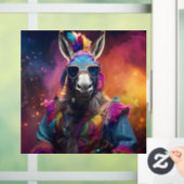 Funky Donkey Blue Glasses Raamsticker (Huis)