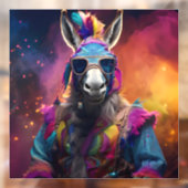 Funky Donkey Blue Glasses Raamsticker (Vel 2)
