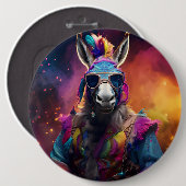 Funky Donkey Blue Glasses Ronde Button 6,0 Cm (Voorkant /achterkant)