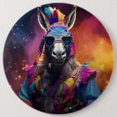 Funky Donkey Blue Glasses Ronde Button 6,0 Cm (Voorkant)