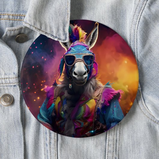 Funky Donkey Blue Glasses Ronde Button 6,0 Cm (In situ)