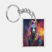 Funky Donkey Blue Glasses Sleutelhanger (Voorkant Links)