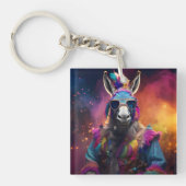 Funky Donkey Blue Glasses Sleutelhanger (Voorkant)