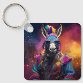 Funky Donkey Blue Glasses Sleutelhanger (Voorkant)