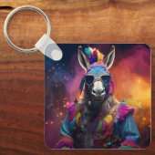Funky Donkey Blue Glasses Sleutelhanger (Voorkant)