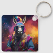 Funky Donkey Blue Glasses Sleutelhanger (Achterkant)