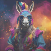 Funky Donkey Blue Glasses Sticker (Voorkant)