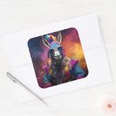 Funky Donkey Blue Glasses Vierkante Sticker (Envelop)