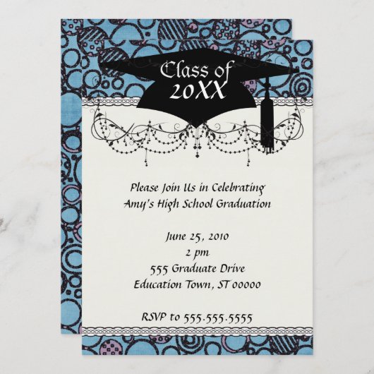 Funky Doodle Circles afstudeerder afstuderen Kaart (Voorkant / Achterkant)