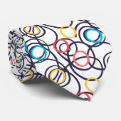 Funky Doodle Cirkels op Wit Stropdas (Opgerold)