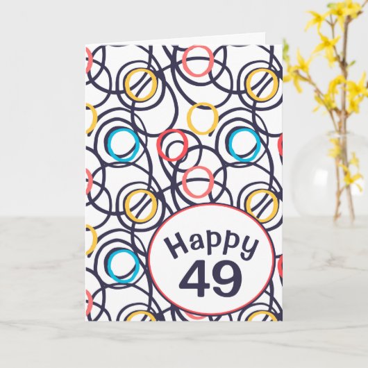 Funky Doodles for 49th Birthday Kaart (Gele Bloem)