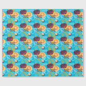 Funky Doodles on Aqua Cadeaupapier (Vlak)